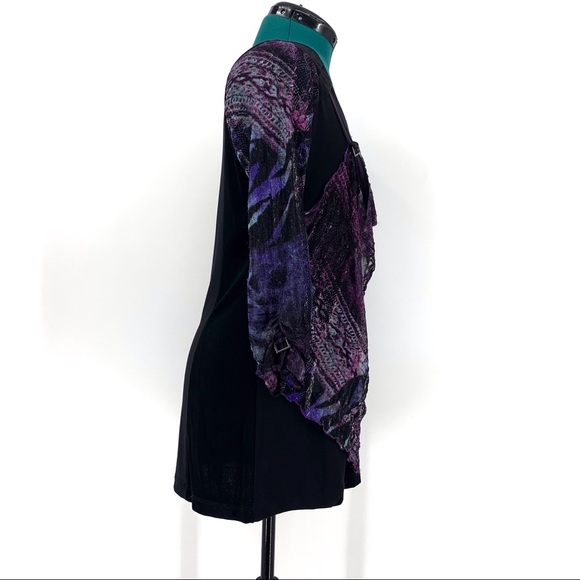 Svetlana Purple and Black Layered 3/4 Sleeve Top, Small - Picture 9 of 15